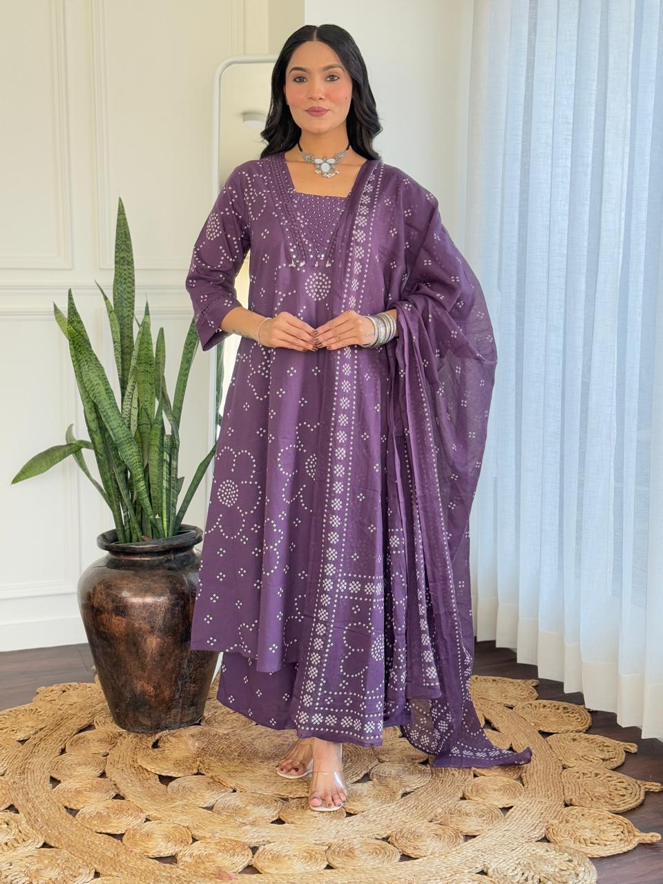 Gulshan A-Line palazoo set-purple