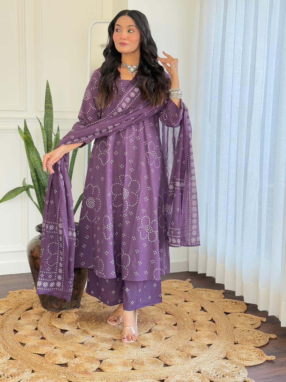 Gulshan A-Line palazoo set-purple