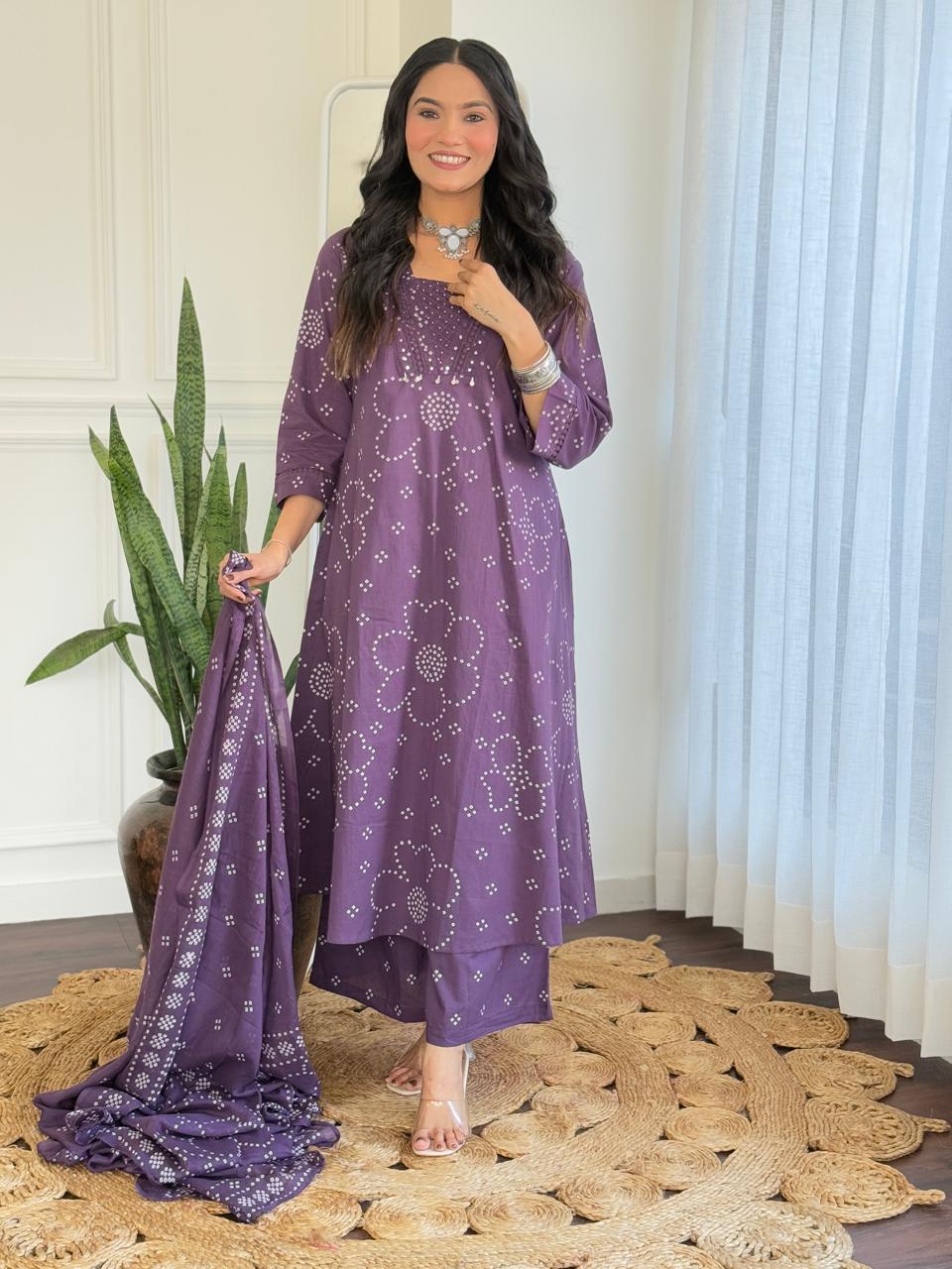 Gulshan A-Line palazoo set-purple