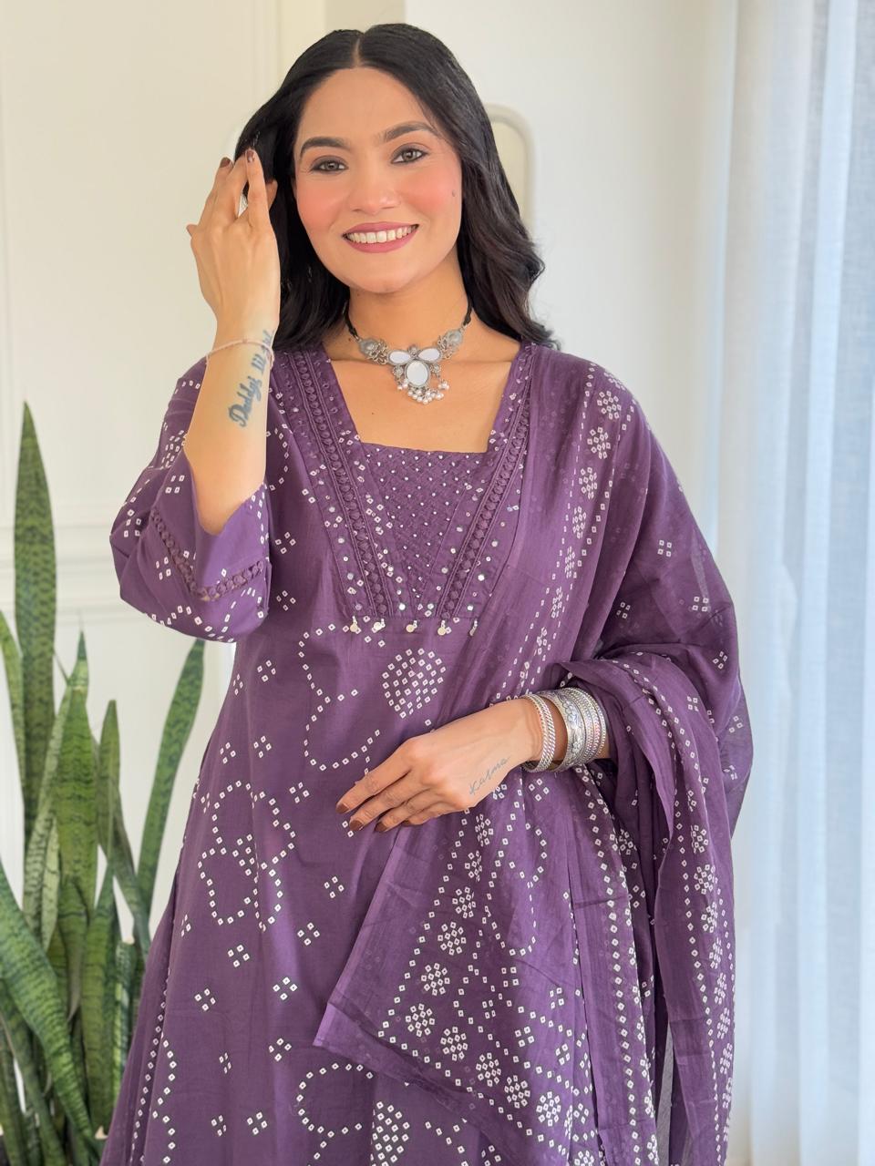 Gulshan A-Line palazoo set-purple