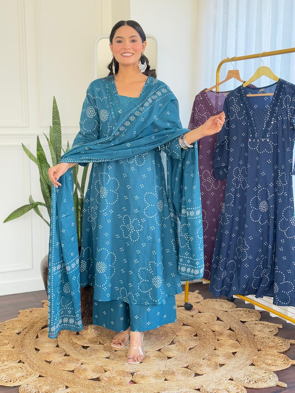 Gulshan A-Line palazoo set-Blue