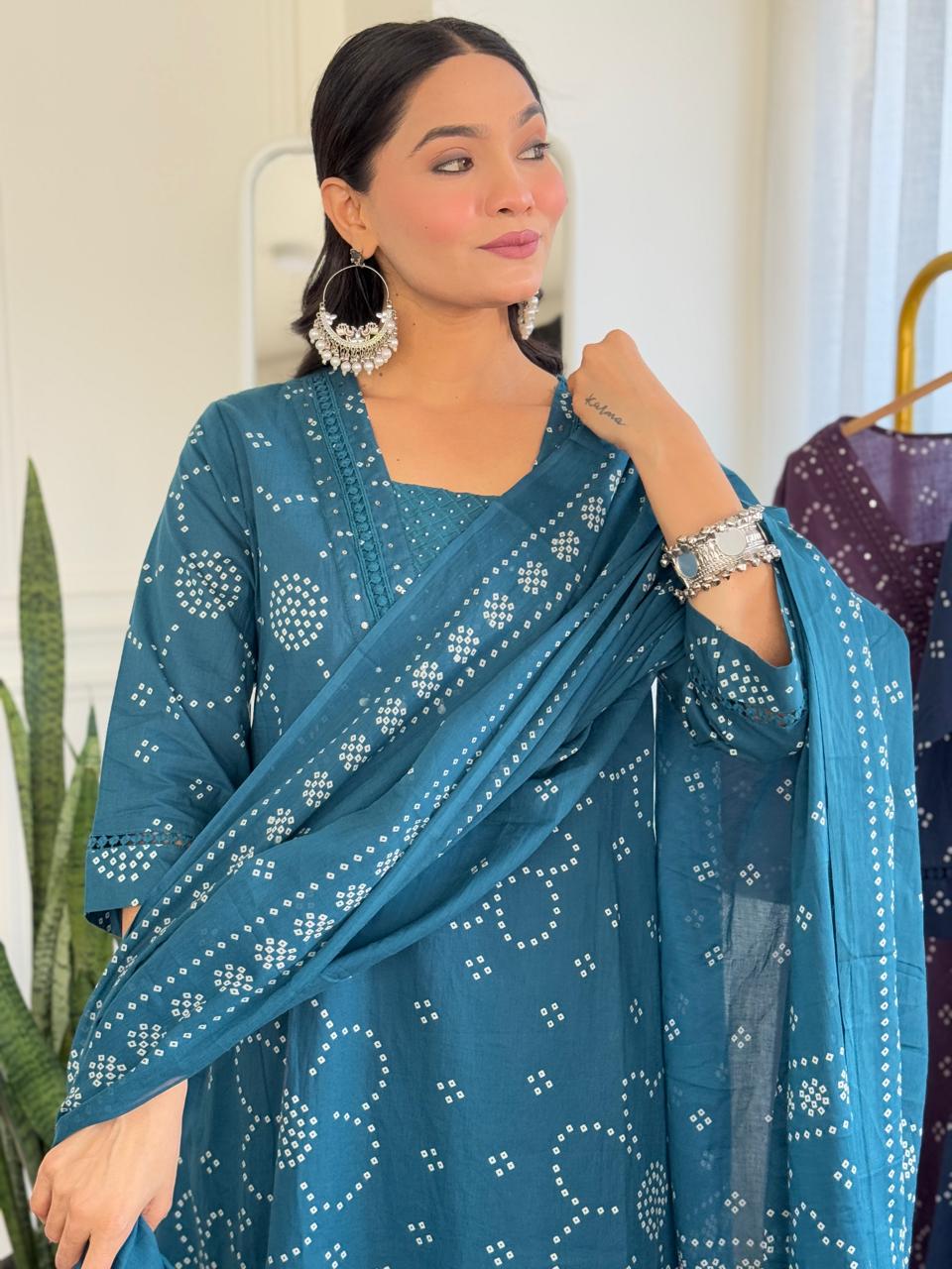 Gulshan A-Line palazoo set-Blue