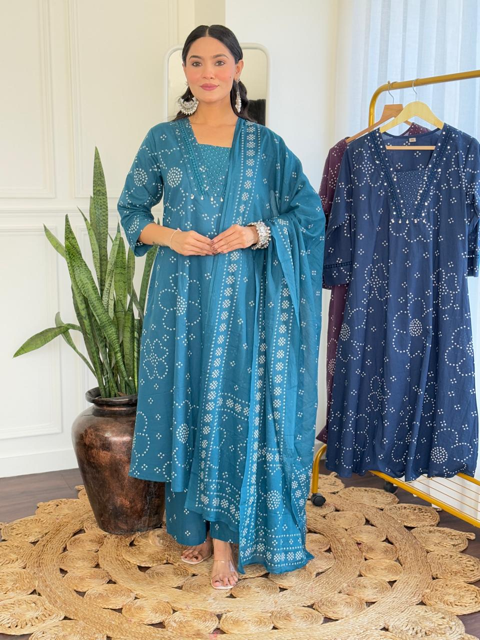 Gulshan A-Line palazoo set-Blue