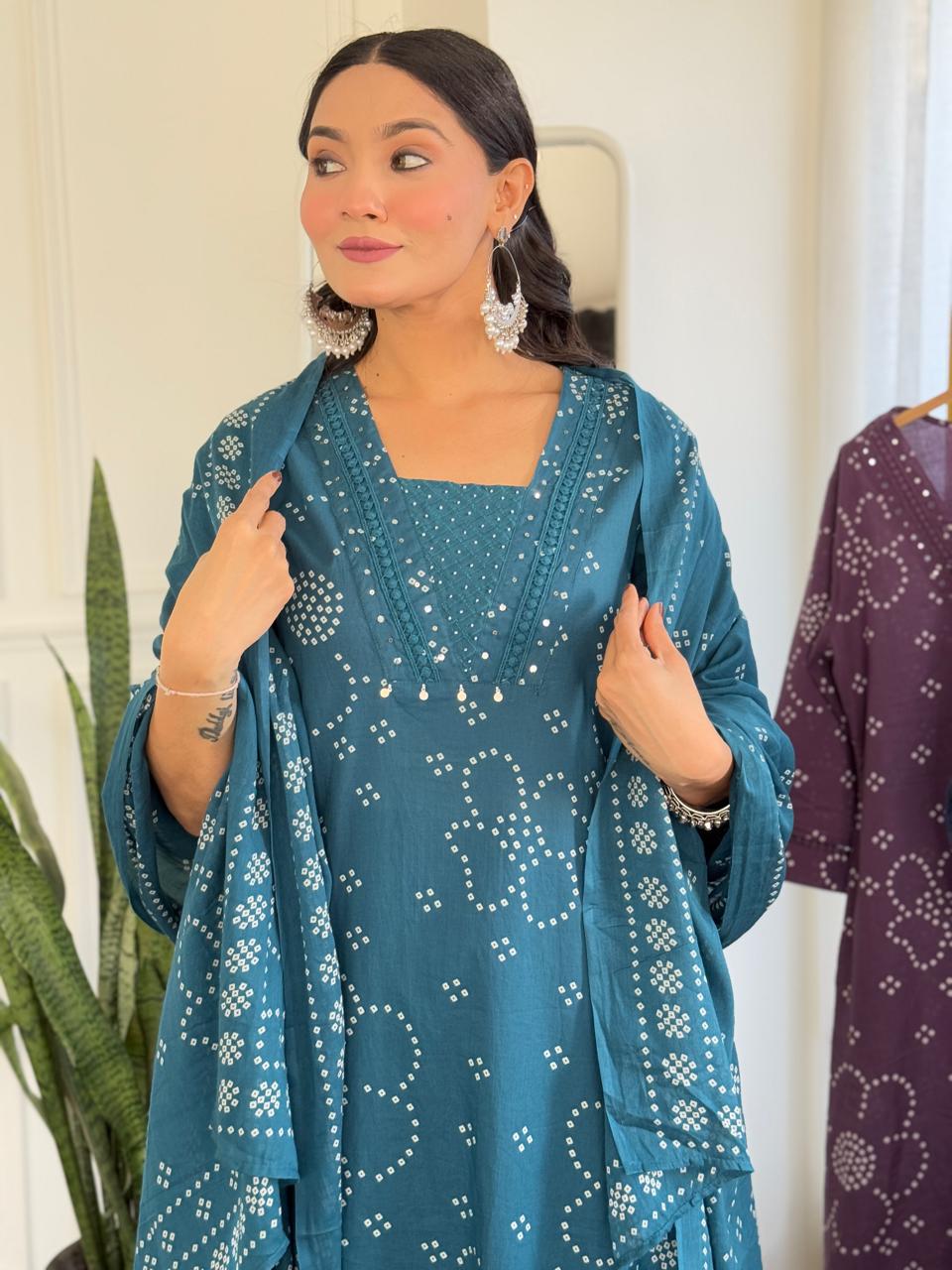 Gulshan A-Line palazoo set-Blue
