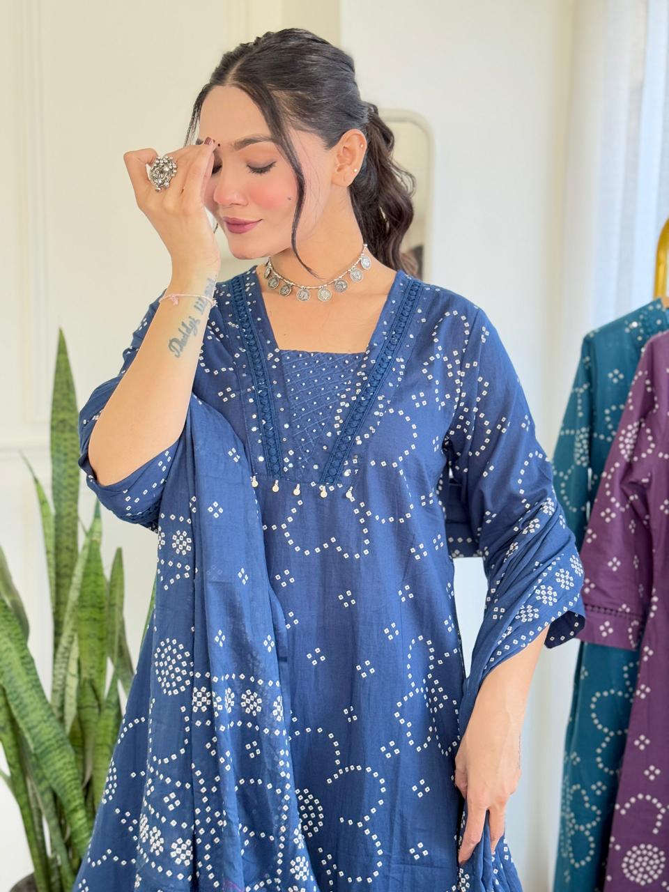Gulshan A-Line palazoo set-teal