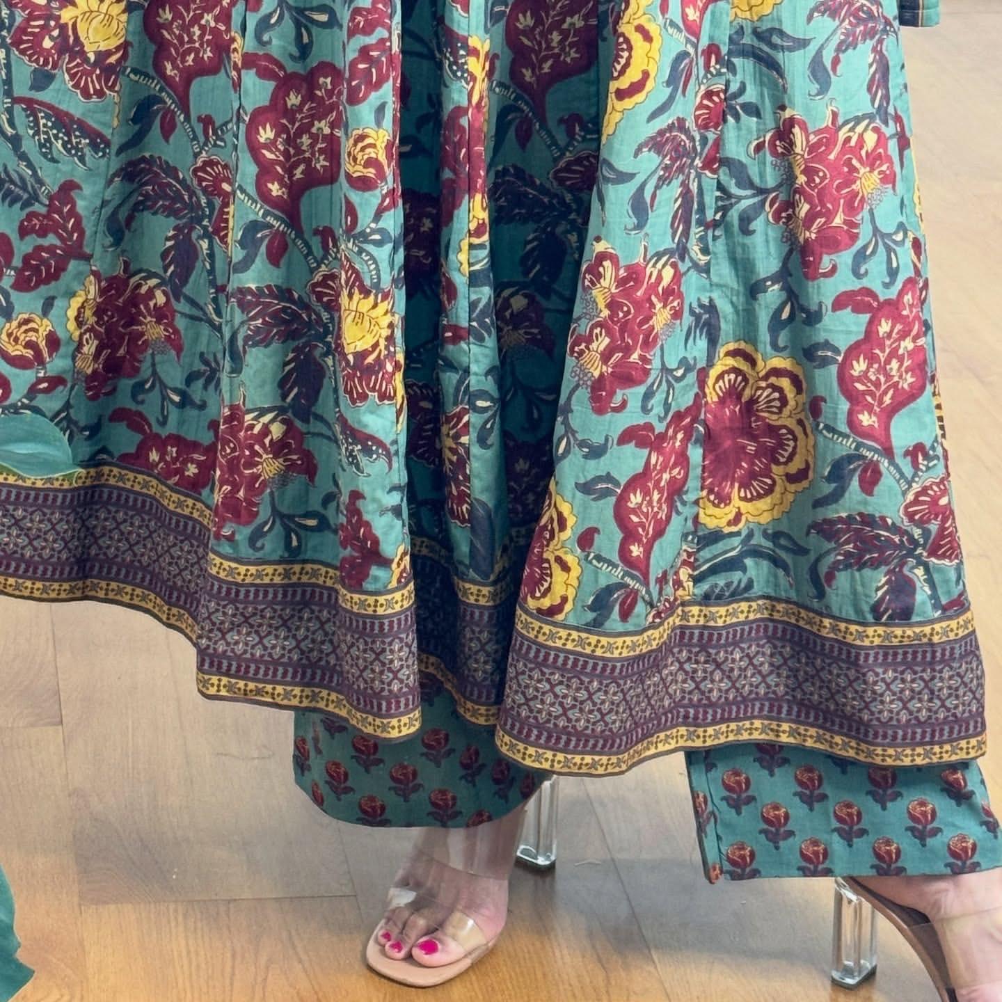 Beautiful Cotton Designer Front Anarkali Suit Set